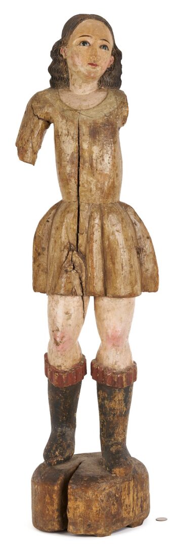 Lot 106: Spanish Colonial Carved St. Michael Figure