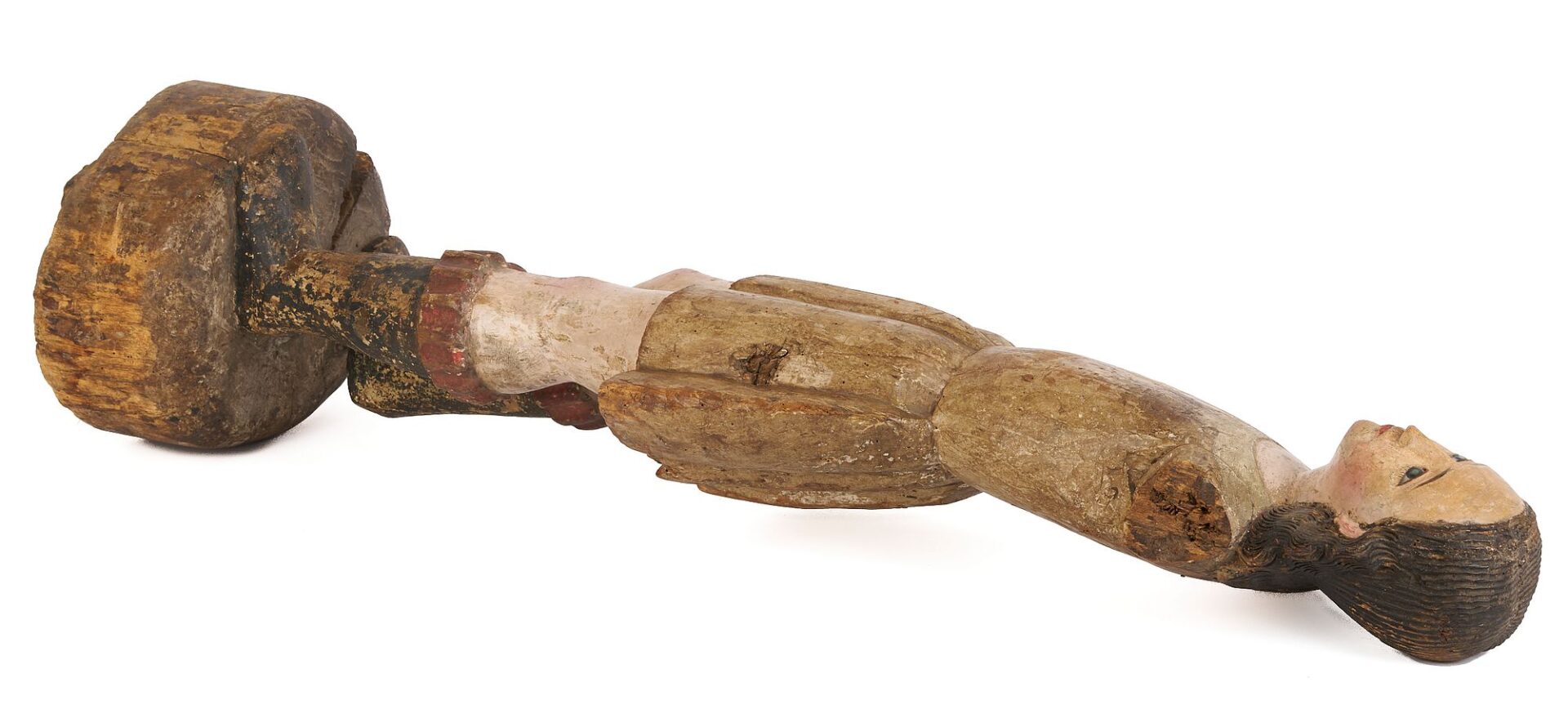 Lot 106: Spanish Colonial Carved St. Michael Figure