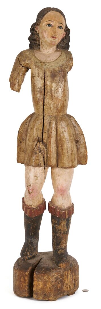 Lot 106: Spanish Colonial Carved St. Michael Figure