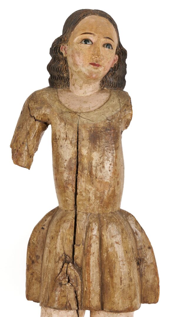Lot 106: Spanish Colonial Carved St. Michael Figure