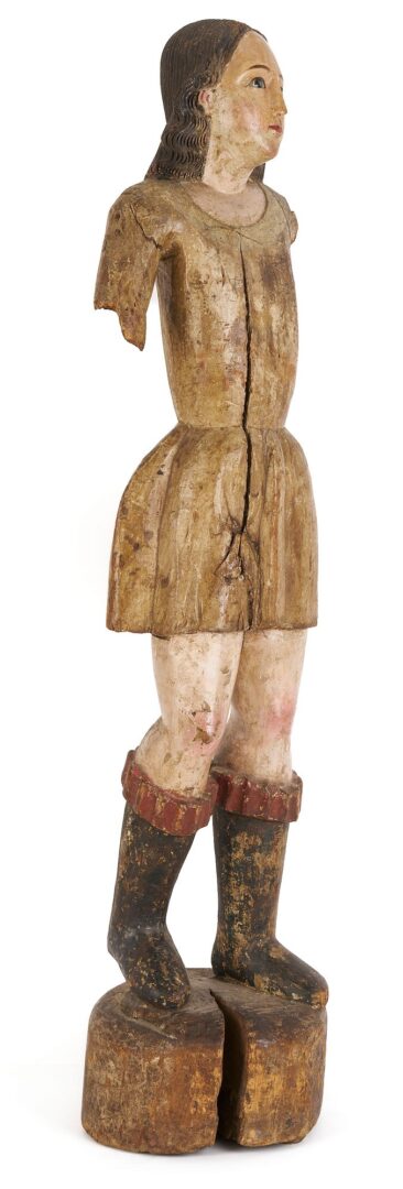 Lot 106: Spanish Colonial Carved St. Michael Figure