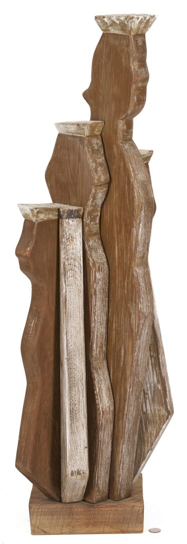 Lot 1071: Meyer Wolfe Carved Wood Sculpture, Crowned Figures