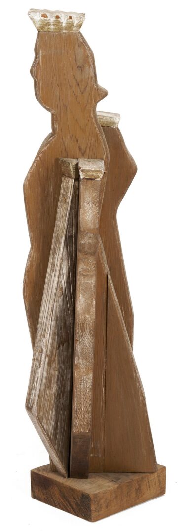 Lot 1071: Meyer Wolfe Carved Wood Sculpture, Crowned Figures