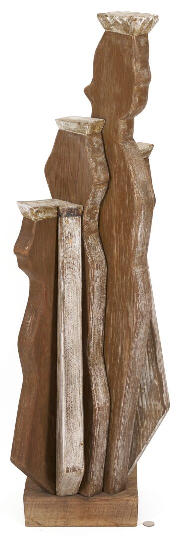 Lot 1071: Meyer Wolfe Carved Wood Sculpture, Crowned Figures