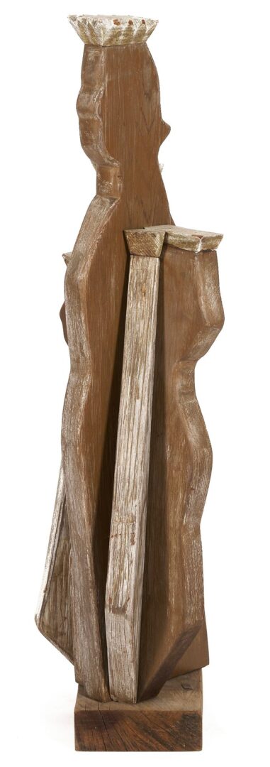 Lot 1071: Meyer Wolfe Carved Wood Sculpture, Crowned Figures