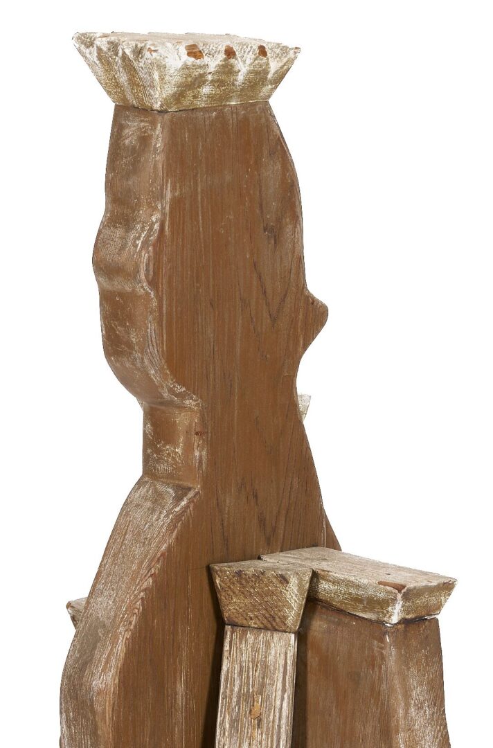 Lot 1071: Meyer Wolfe Carved Wood Sculpture, Crowned Figures