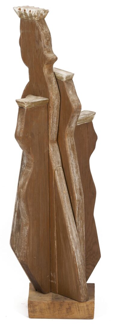 Lot 1071: Meyer Wolfe Carved Wood Sculpture, Crowned Figures