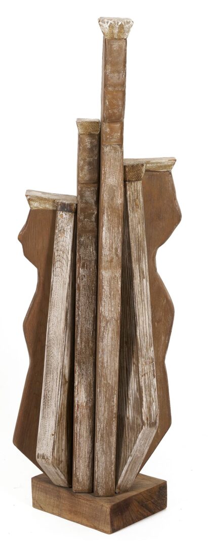 Lot 1071: Meyer Wolfe Carved Wood Sculpture, Crowned Figures