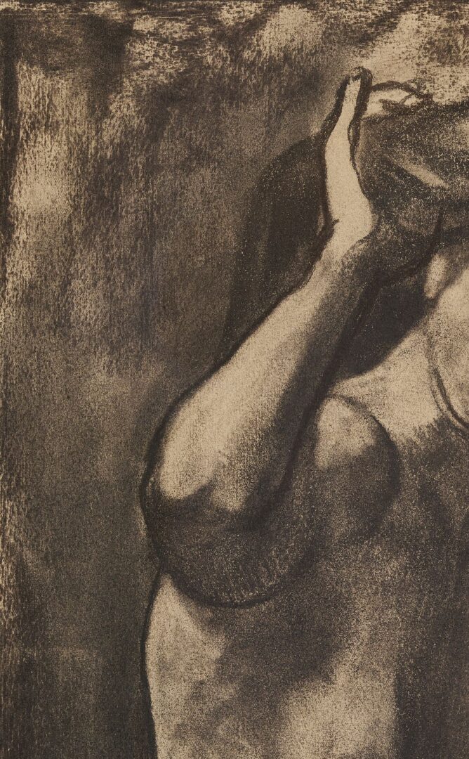 Lot 1072: Meyer Wolfe Charcoal Drawing, Nude Woman at Basin