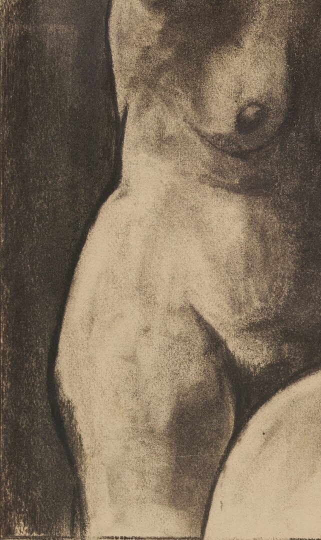 Lot 1072: Meyer Wolfe Charcoal Drawing, Nude Woman at Basin
