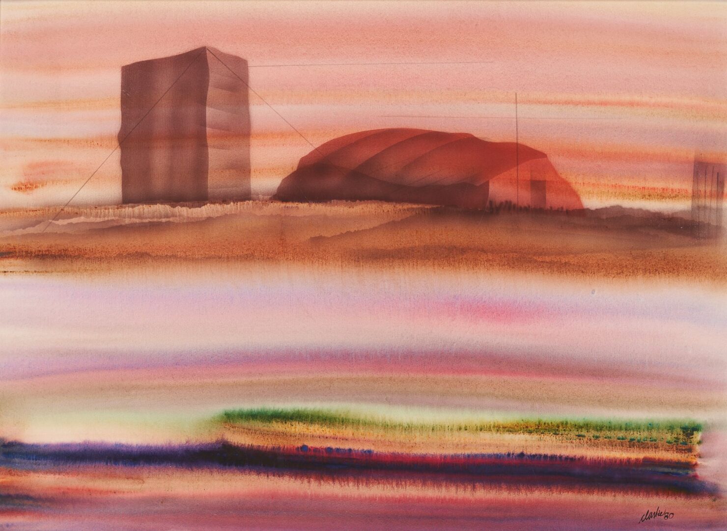Lot 1074: Pr. Richard Clarke Surrealist W/C Paintings
