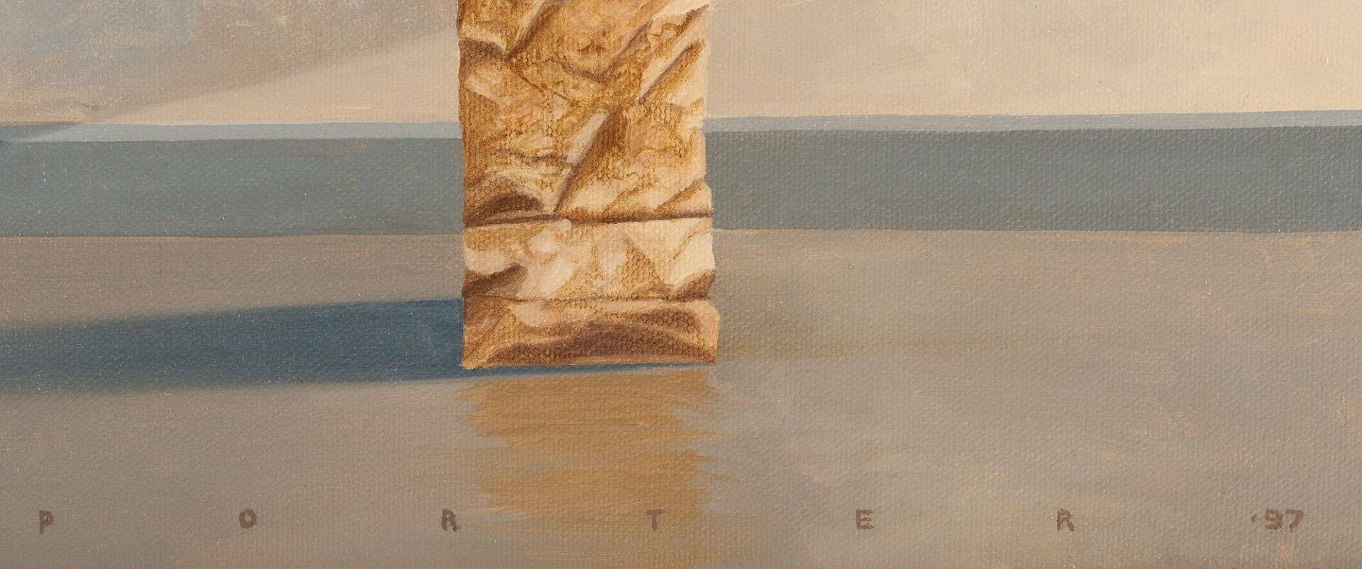 Lot 1078: Ron Porter Modernist O/C Painting, Bag w/ Cow Painting