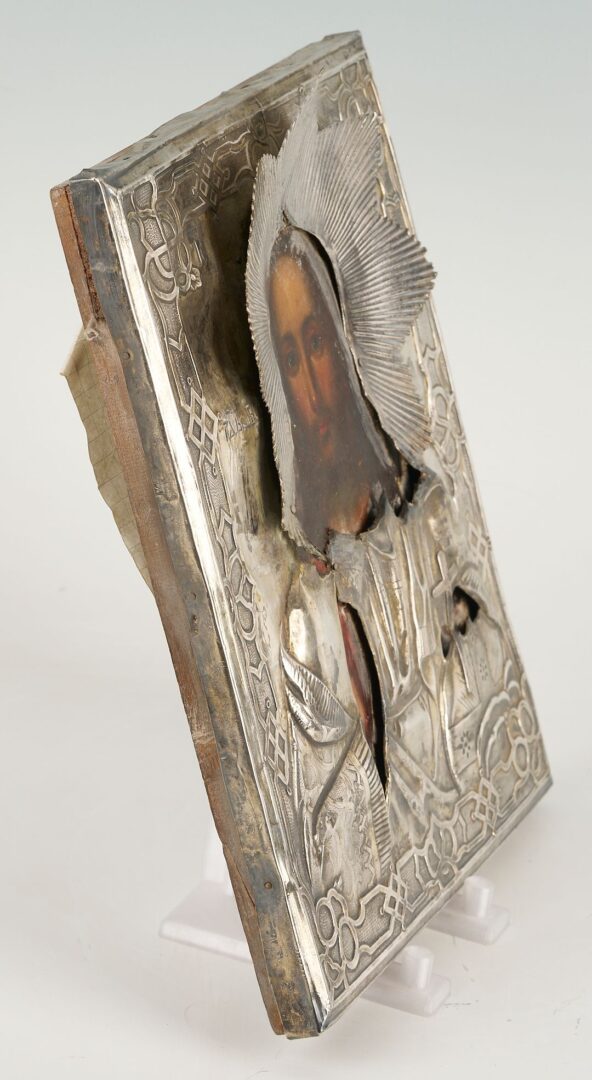 Lot 107: 19th C. Russian Icon of Jesus (Christ Pantokrator)