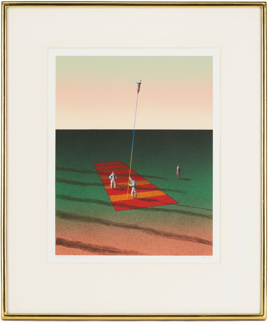 Lot 1086: 3 Ali Cann-Clift Signed Surrealist Circus Serigraphs: Inside Out, Balancing, & Tent Show