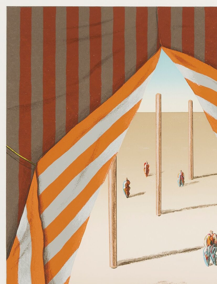 Lot 1086: 3 Ali Cann-Clift Signed Surrealist Circus Serigraphs: Inside Out, Balancing, & Tent Show