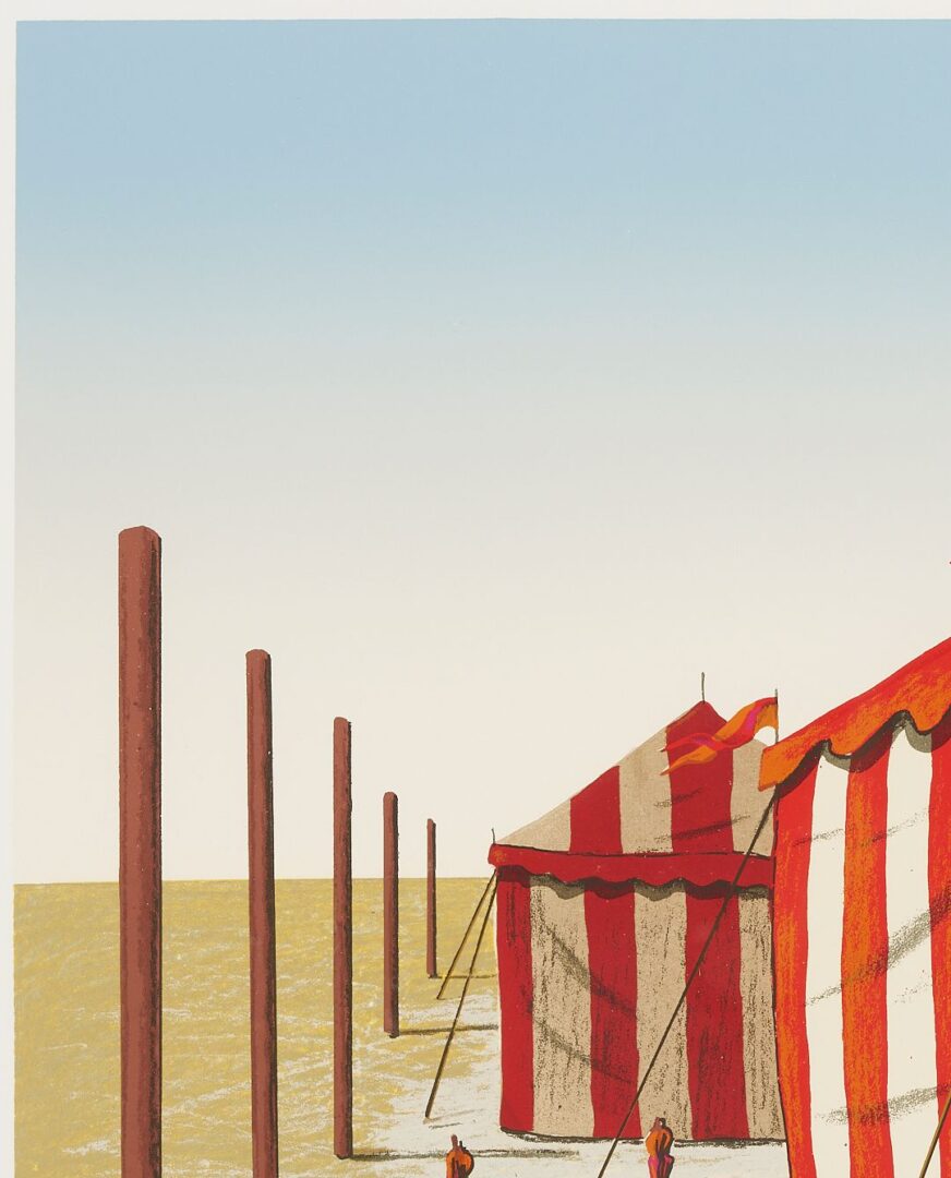 Lot 1086: 3 Ali Cann-Clift Signed Surrealist Circus Serigraphs: Inside Out, Balancing, & Tent Show