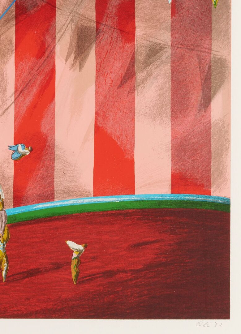 Lot 1087: 3 Ali Cann-Clift Signed Surrealist Circus Serigraphs: Silent Voices, Admit One, & Under Canvas