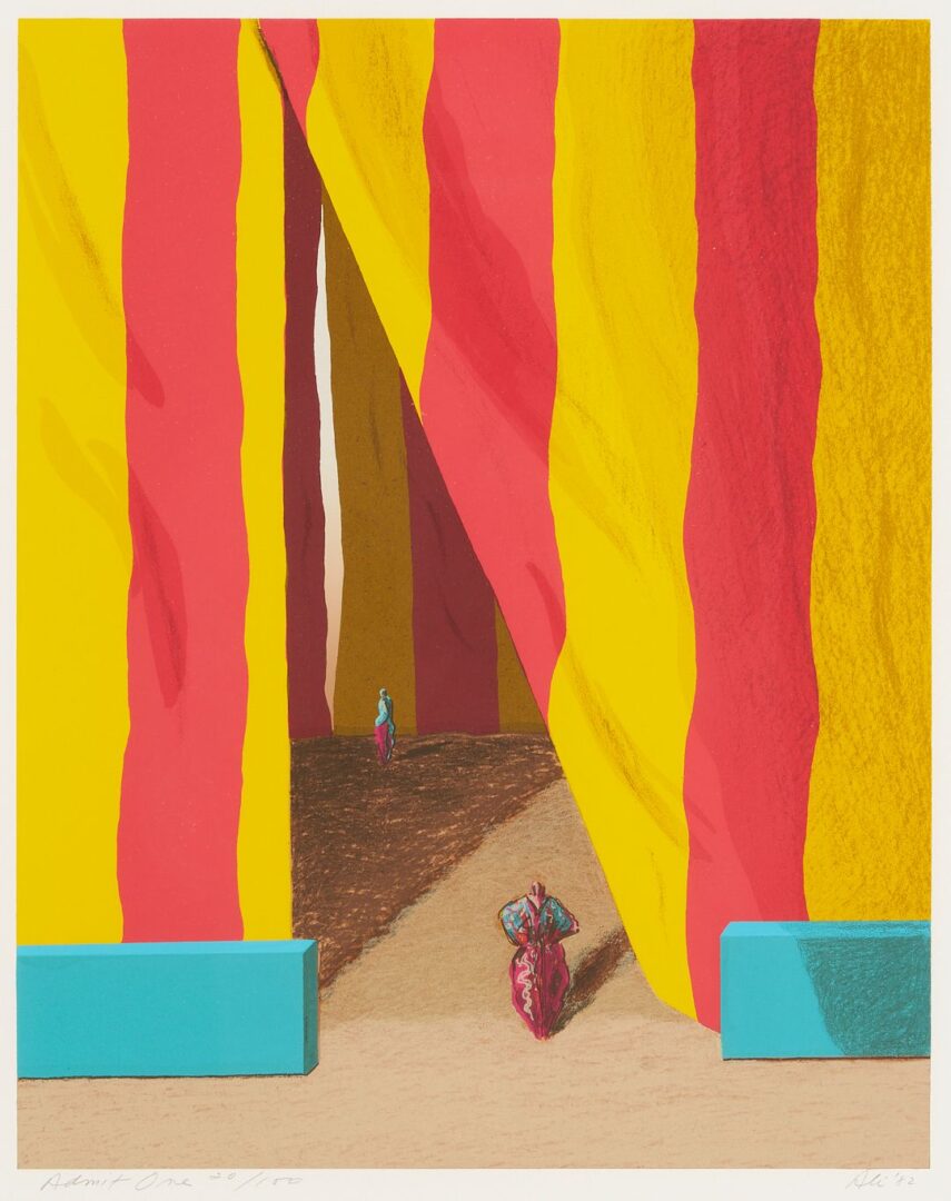 Lot 1087: 3 Ali Cann-Clift Signed Surrealist Circus Serigraphs: Silent Voices, Admit One, & Under Canvas
