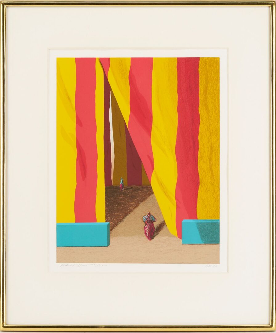 Lot 1087: 3 Ali Cann-Clift Signed Surrealist Circus Serigraphs: Silent Voices, Admit One, & Under Canvas