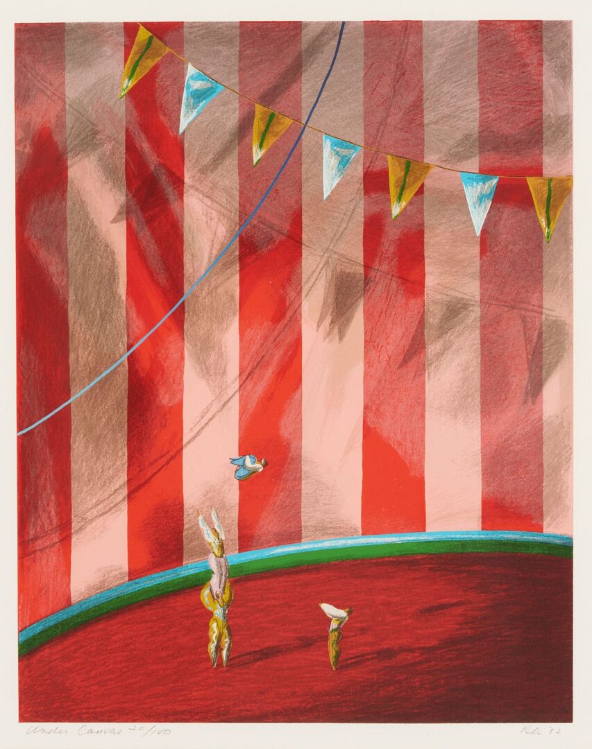 Lot 1087: 3 Ali Cann-Clift Signed Surrealist Circus Serigraphs: Silent Voices, Admit One, & Under Canvas