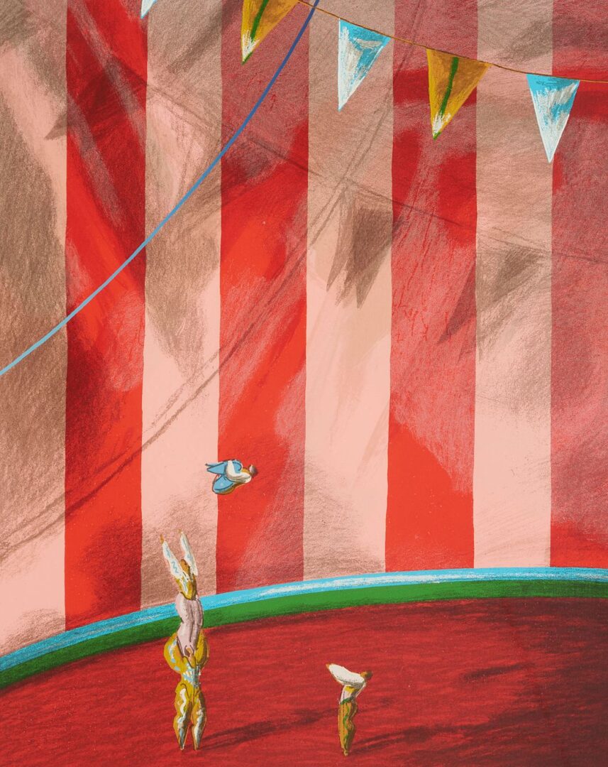 Lot 1087: 3 Ali Cann-Clift Signed Surrealist Circus Serigraphs: Silent Voices, Admit One, & Under Canvas