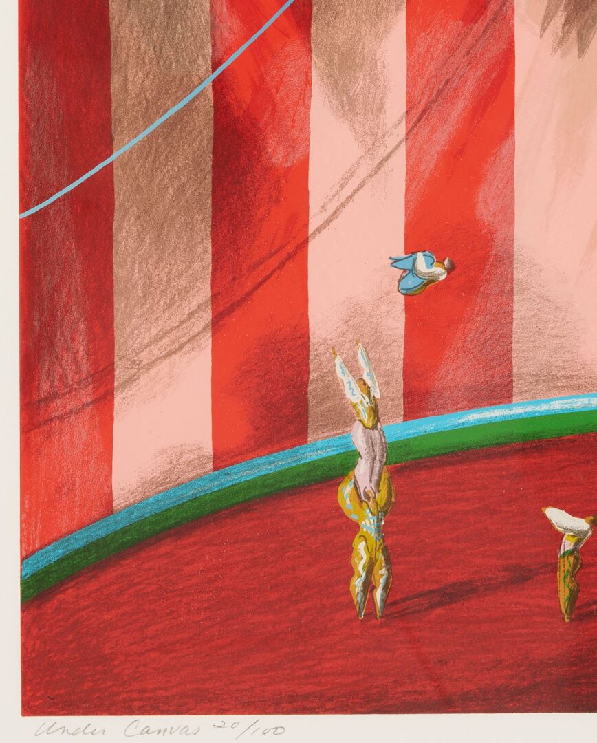 Lot 1087: 3 Ali Cann-Clift Signed Surrealist Circus Serigraphs: Silent Voices, Admit One, & Under Canvas