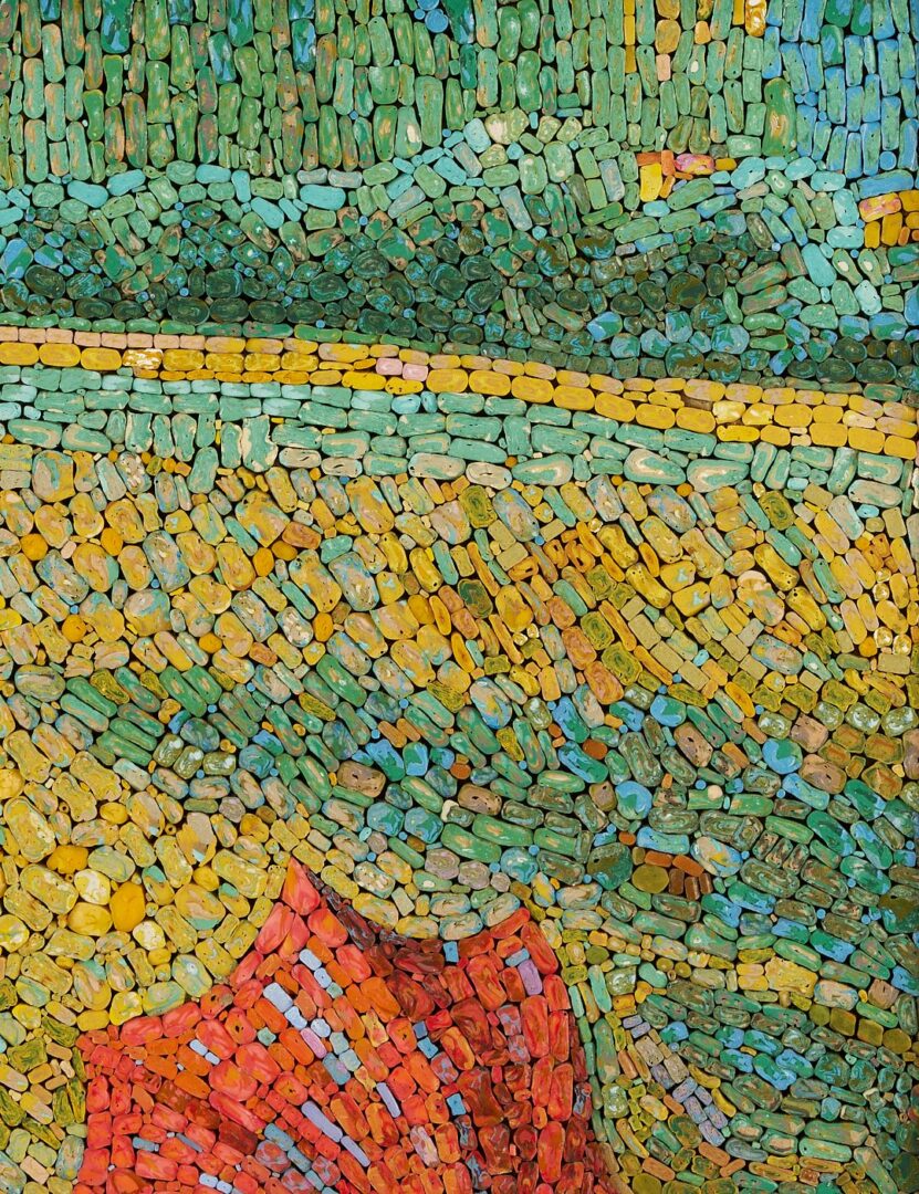 Lot 108: Vincenzo Renzi Mosaic, Woman w/ Red Parasol