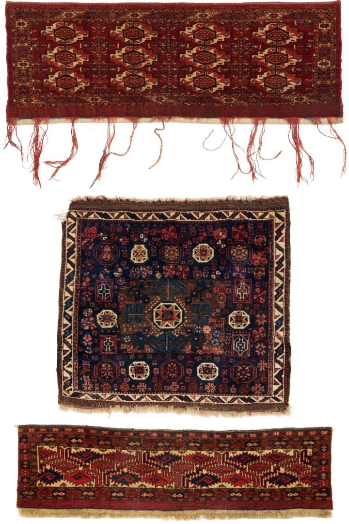 Lot 1091: 3 Antique Turkmen or Afghan Rugs, Tekke, Baluch,  & Yomud