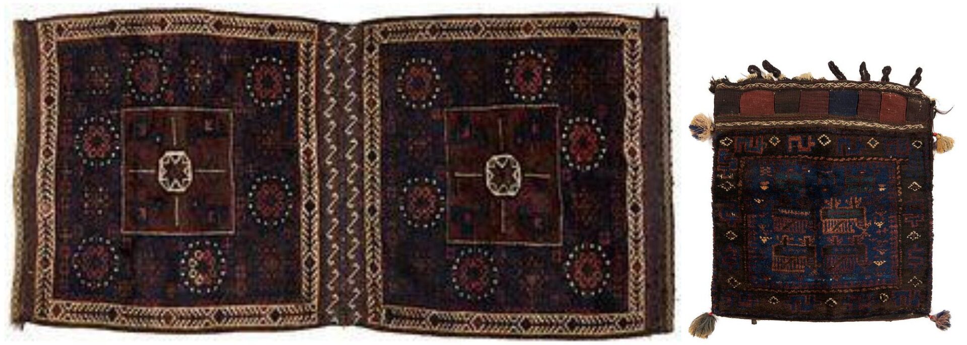 Lot 1093: 3 Antique Afghan Baluch Bags, incl Pair