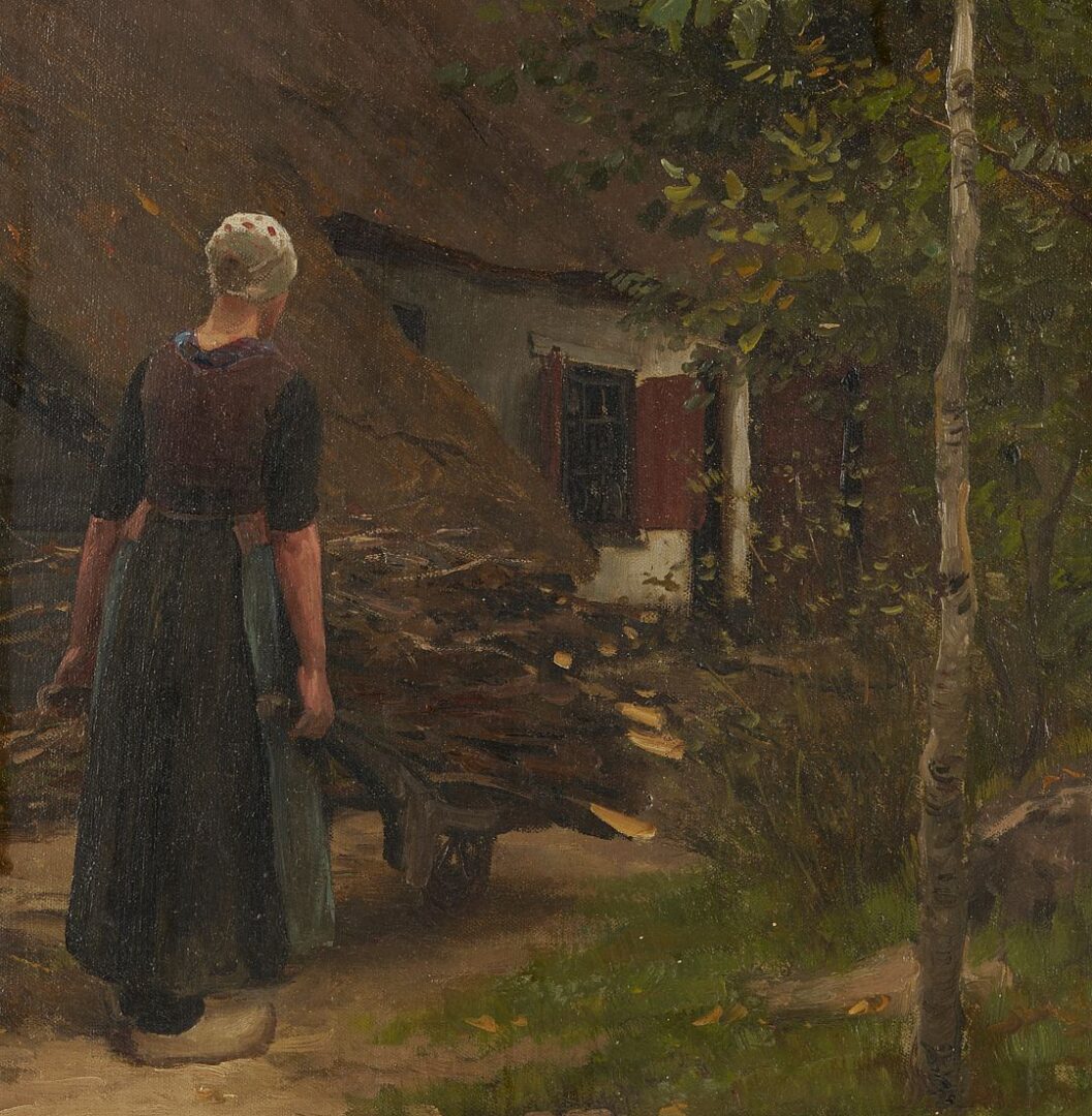 Lot 109: Willy Martens O/C Painting, Gathering Wood