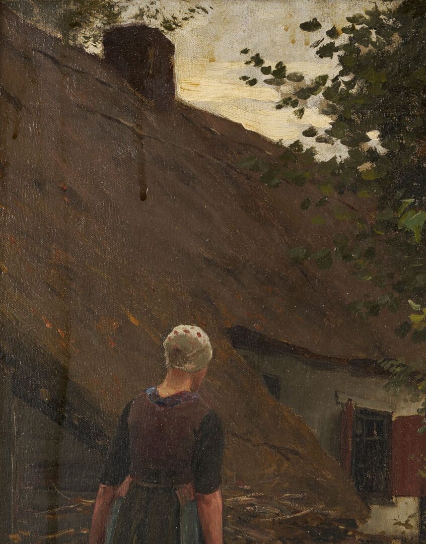 Lot 109: Willy Martens O/C Painting, Gathering Wood