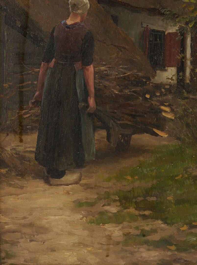 Lot 109: Willy Martens O/C Painting, Gathering Wood