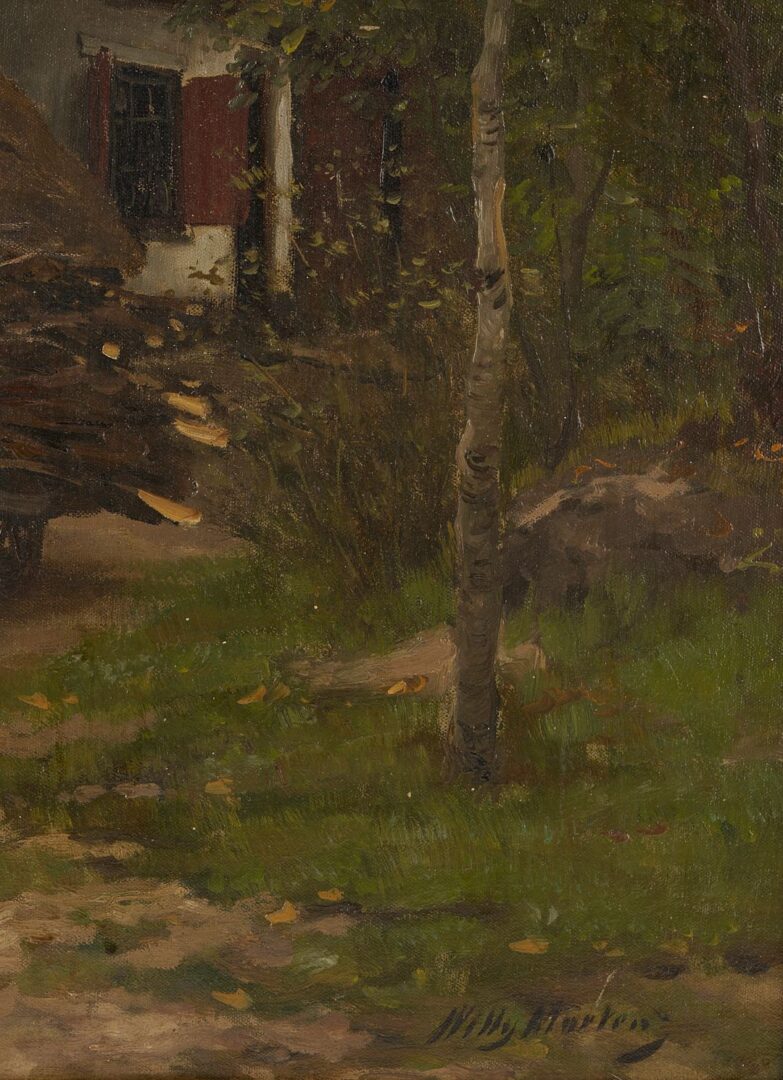 Lot 109: Willy Martens O/C Painting, Gathering Wood