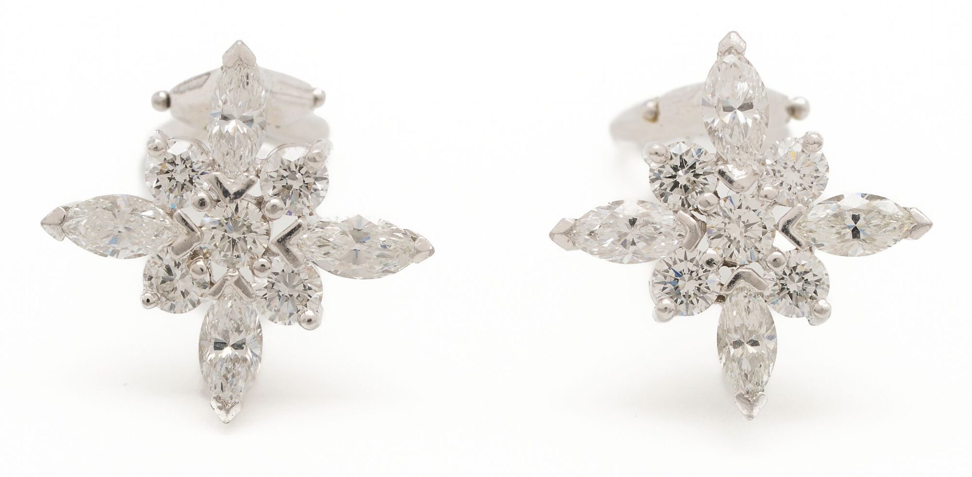 Lot 1105: Platinum & Diamond Earrings