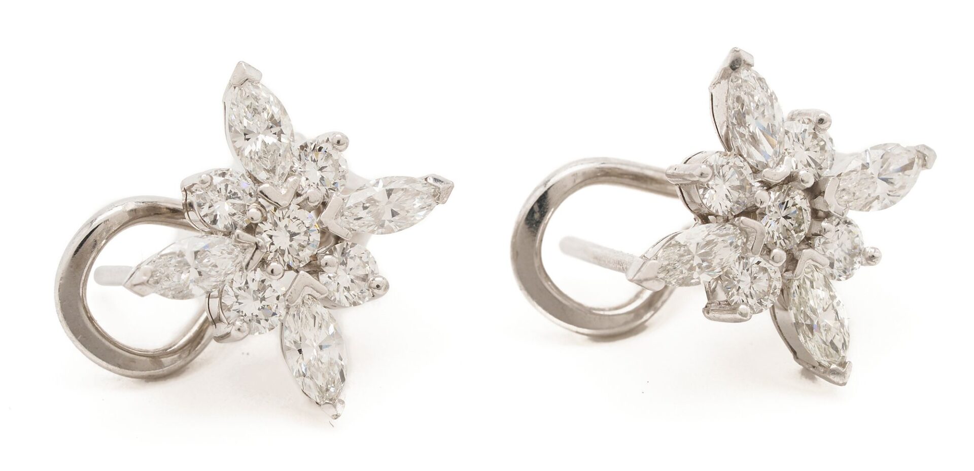 Lot 1105: Platinum & Diamond Earrings