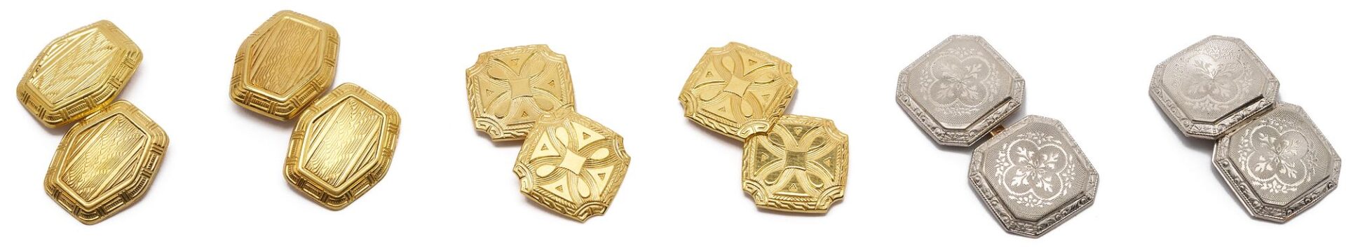 Lot 1106: 3 Pairs of Gold Cufflinks