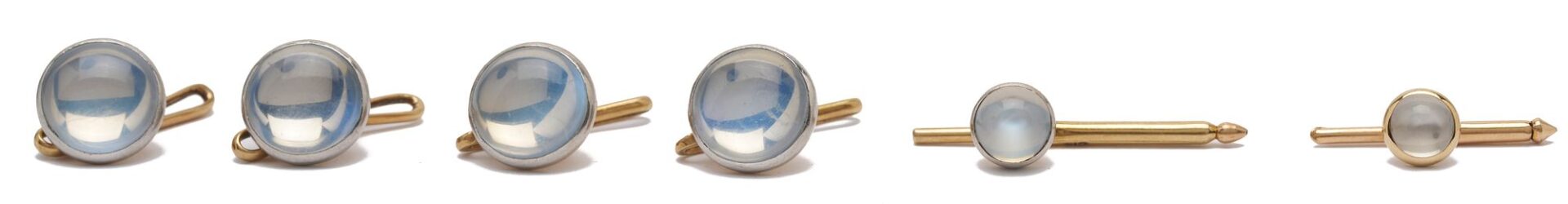 Lot 1107: 14K Gold, Platinum & Moonstone Dress Shirt Buttons