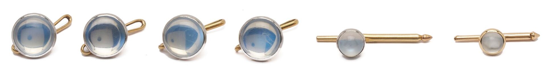 Lot 1107: 14K Gold, Platinum & Moonstone Dress Shirt Buttons