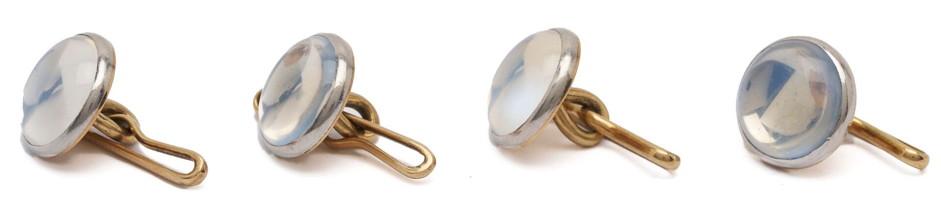 Lot 1107: 14K Gold, Platinum & Moonstone Dress Shirt Buttons