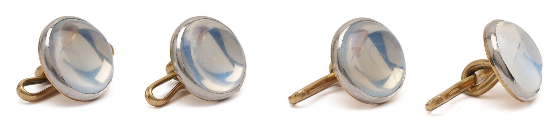 Lot 1107: 14K Gold, Platinum & Moonstone Dress Shirt Buttons