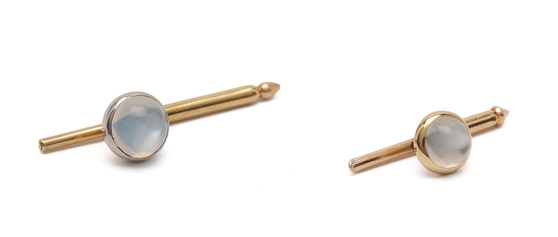 Lot 1107: 14K Gold, Platinum & Moonstone Dress Shirt Buttons