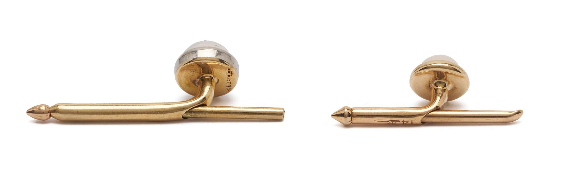 Lot 1107: 14K Gold, Platinum & Moonstone Dress Shirt Buttons