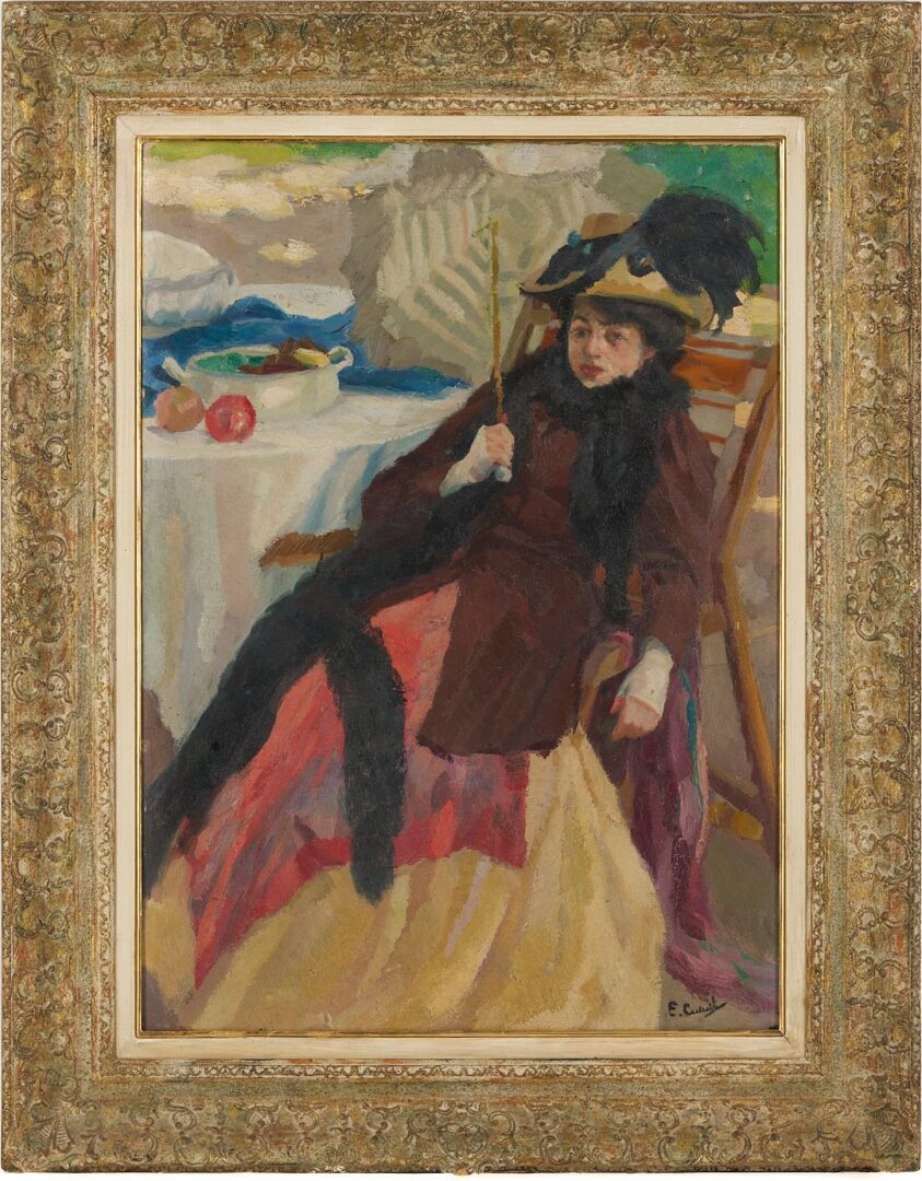 Lot 110: Edward Alfred Cucuel O/C Lady w/ a Parasol