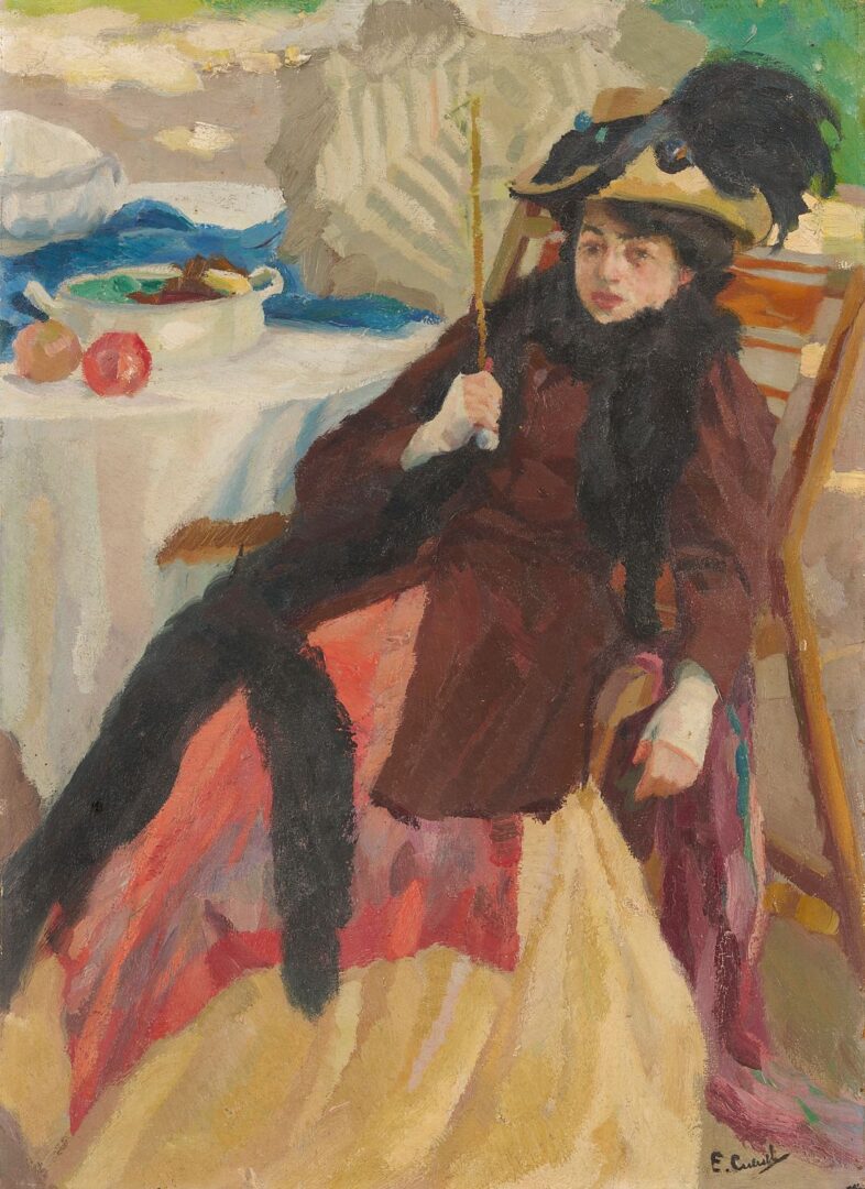Lot 110: Edward Alfred Cucuel O/C Lady w/ a Parasol