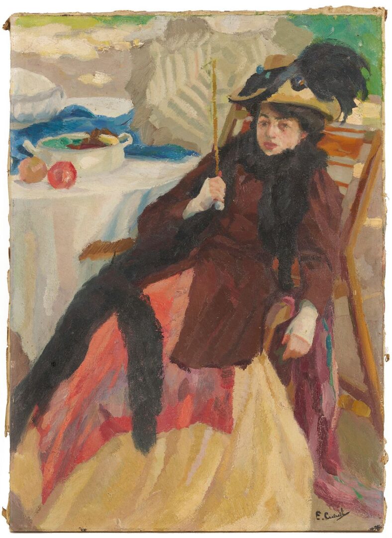 Lot 110: Edward Alfred Cucuel O/C Lady w/ a Parasol