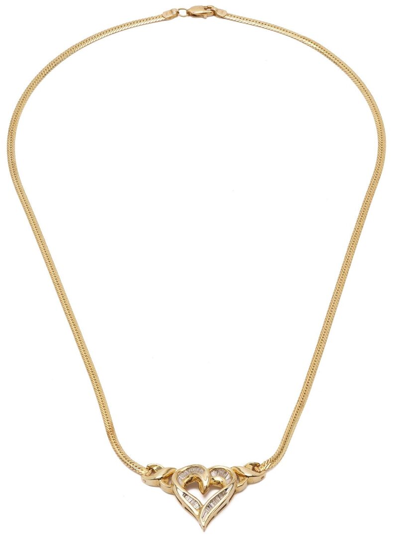 Lot 1114: 14K Gold & Diamond Heart Necklace