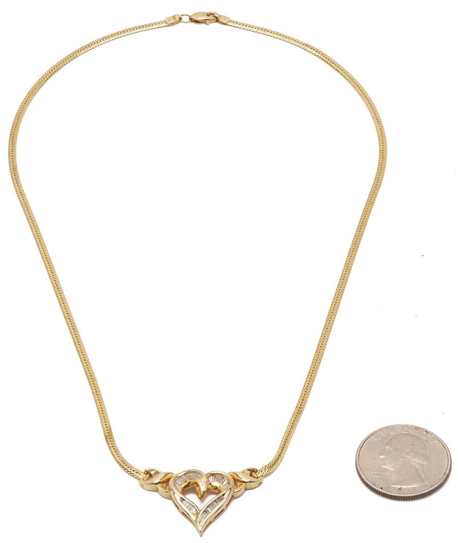 Lot 1114: 14K Gold & Diamond Heart Necklace