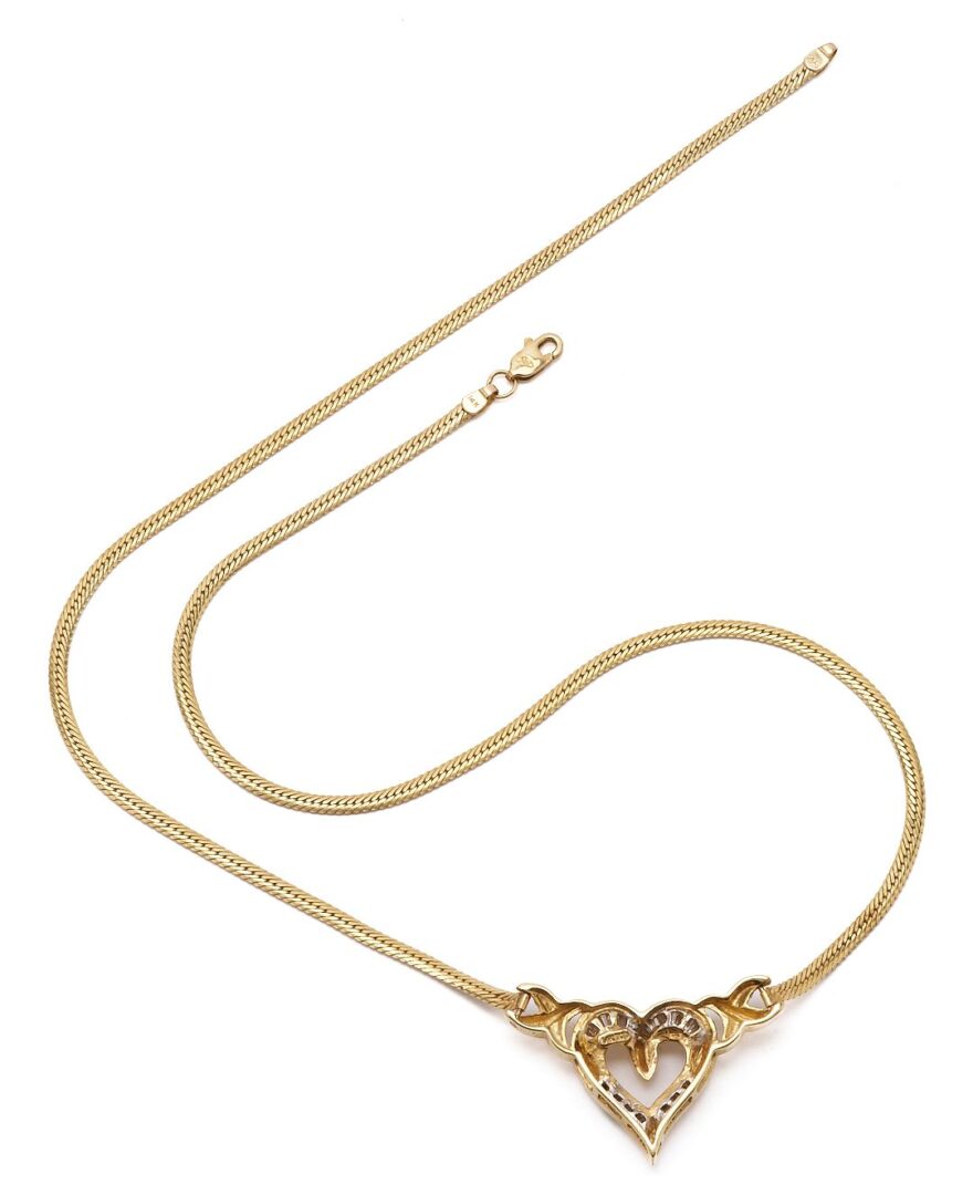 Lot 1114: 14K Gold & Diamond Heart Necklace