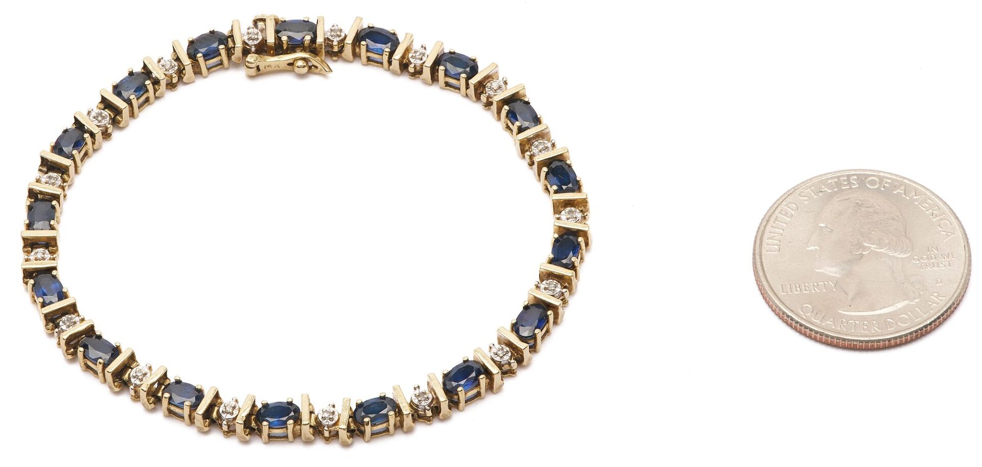 Lot 1115: 14K Gold, Sapphire, & Diamond Bracelet