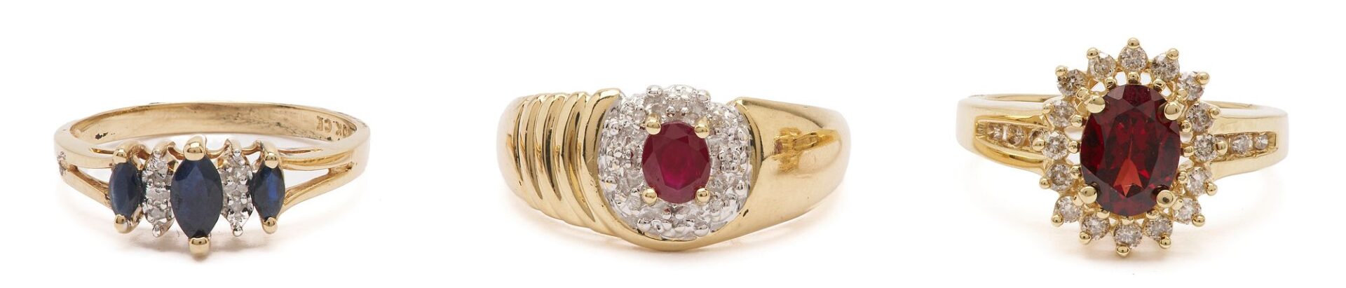 Lot 1117: Three Gold, Gemstone, and Diamond Rings